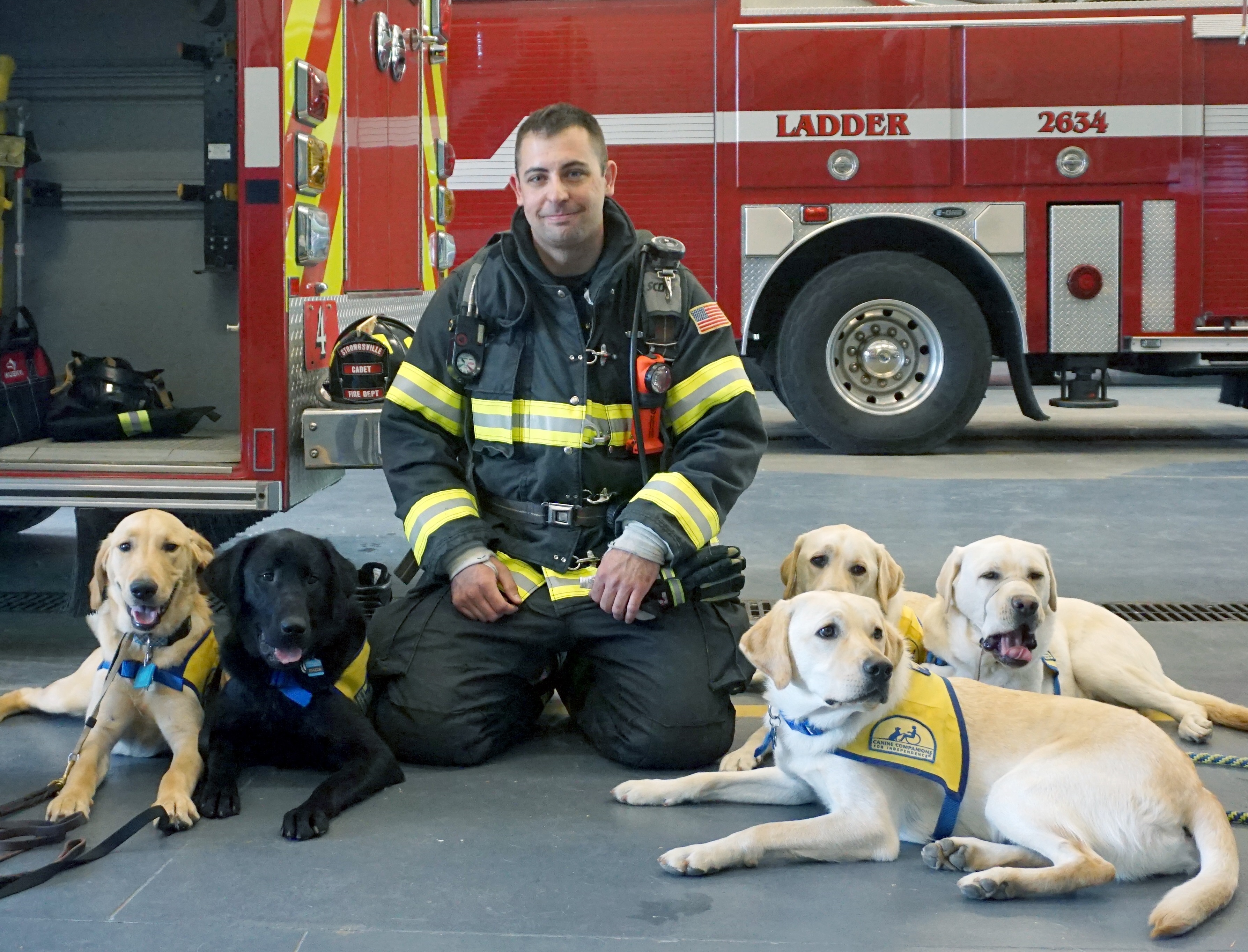 Firefighters Train Helper Dogs