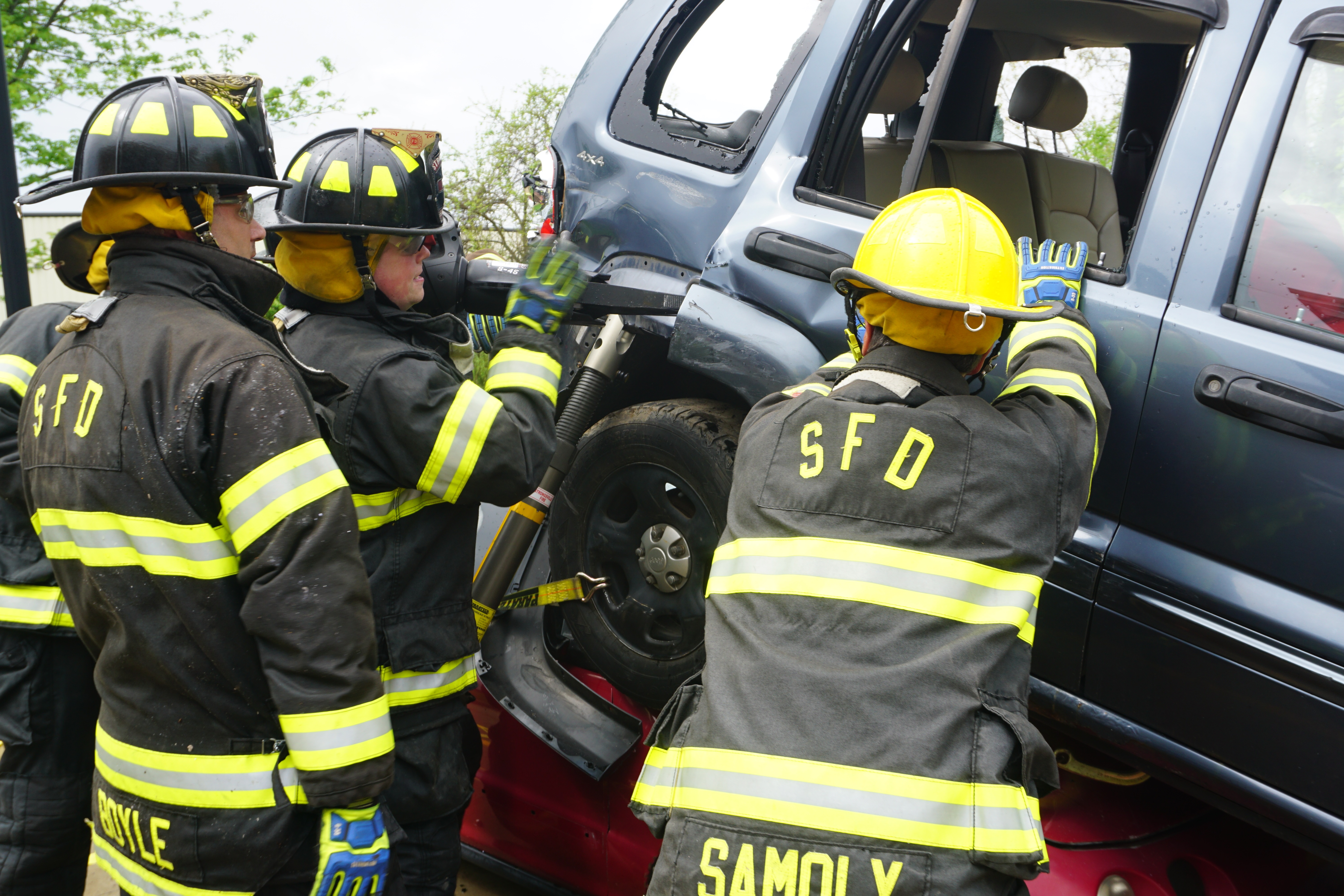 Firefighters Train on Extrication Equipment